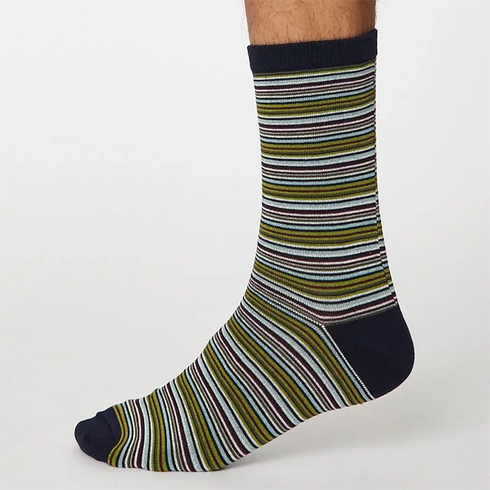 Bamboo Striped Navy Socks (7-11)